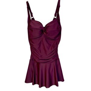 Sea & Sand Women’s Ruched Skirted Bottom 1 Piece Swimsuit Sz. 10